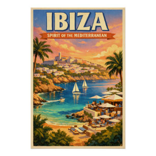 Ibiza, Spanien, in einem klassischen Retro-Look Poster