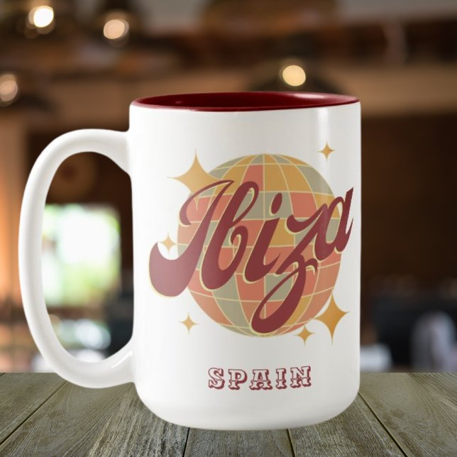 Ibiza Spanien Party Diskothek Retro Vintag Zweifarbige Tasse (Von Creator hochgeladen)