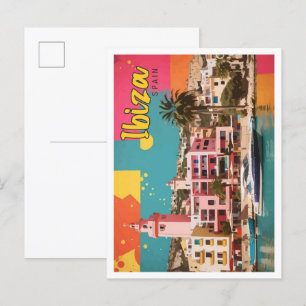Ibiza Spanien Pop Kunst, Dichtung und Musik Postkarte