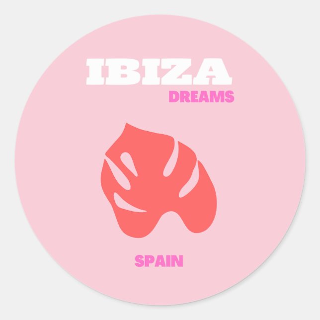Ibiza, Spanien, Preppy, Preppy Room, Pink Runder Aufkleber (Vorderseite)