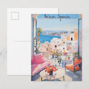 Ibiza Spanien Reise Stadt Malerei Ästhetik Postkarte