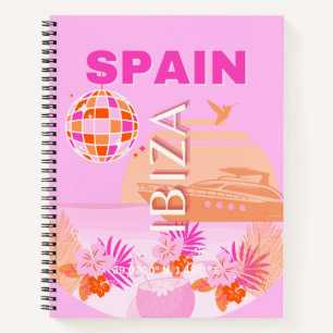 Ibiza, Spanien, Reisekunst, Preppy Art, Pink, Prep Notizbuch