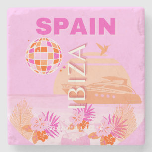 Ibiza, Spanien, Reisekunst, Preppy Art, Pink, Prep Steinuntersetzer