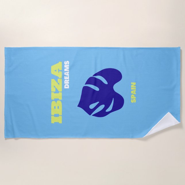 Ibiza, Spanien, Reisen Kunst, Blau, Türkis Strandtuch (Vorderseite)