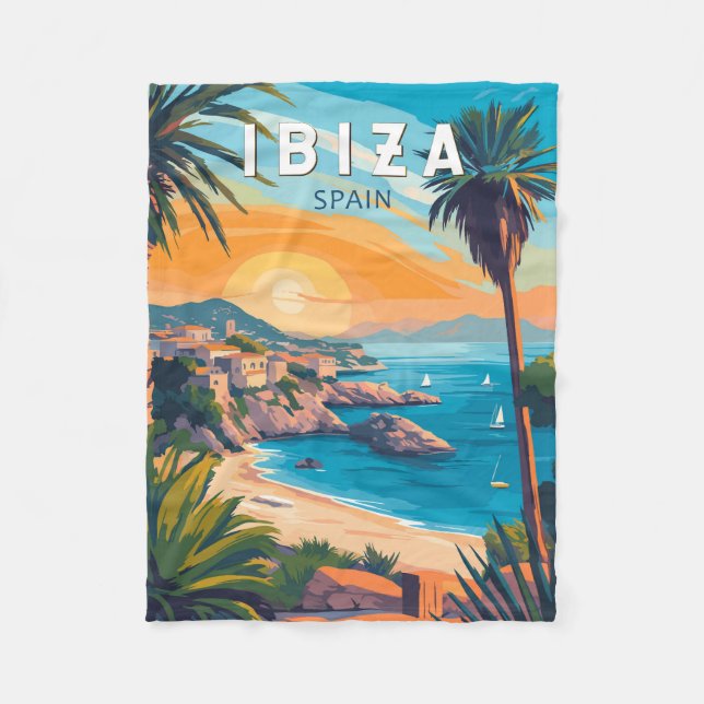Ibiza Spanien Reisen Kunst, Dichtung und Musik Vin Fleecedecke (Vorderseite)