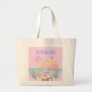 Ibiza, Spanien, Reisen Kunst, Preppy Art, Pink Jumbo Stoffbeutel