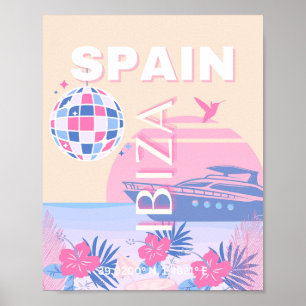 Ibiza, Spanien, Reisen Kunst, Preppy Art, Pink, Pa Poster