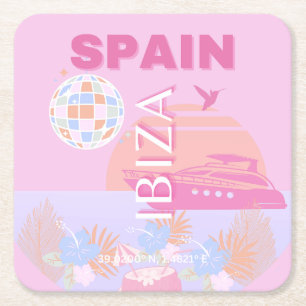 Ibiza, Spanien, Reisen Kunst, Preppy Art, Pink Rechteckiger Pappuntersetzer