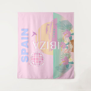 Ibiza, Spanien, Reisen Kunst, Preppy Art, Pink Wandteppich
