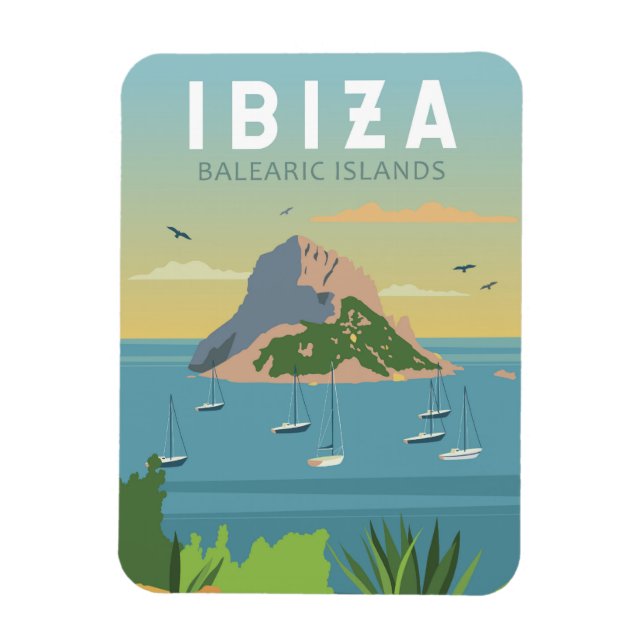 Ibiza Spanien Reisen Vintage Kunst Magnet (Vertikal)
