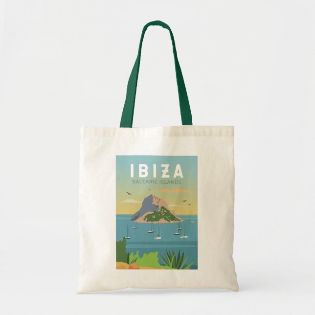 Ibiza Spanien Reisen Vintage Kunst Tragetasche (Vorne)