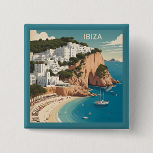 Ibiza, Spanien Reiseplakat Button