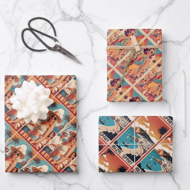Ibiza, Spanien Reiseplakat Geschenkpapier Set (Vorderseite)