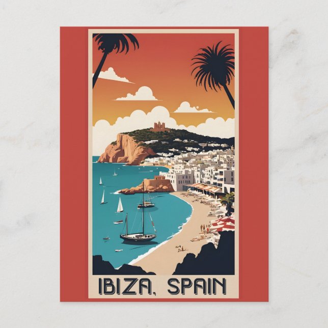 Ibiza, Spanien Reiseplakat Postkarte (Vorderseite)