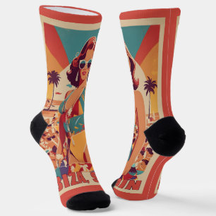 Ibiza, Spanien Reiseplakat Socken