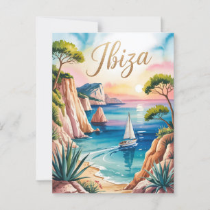 Ibiza Wasserfarbe Postkarte