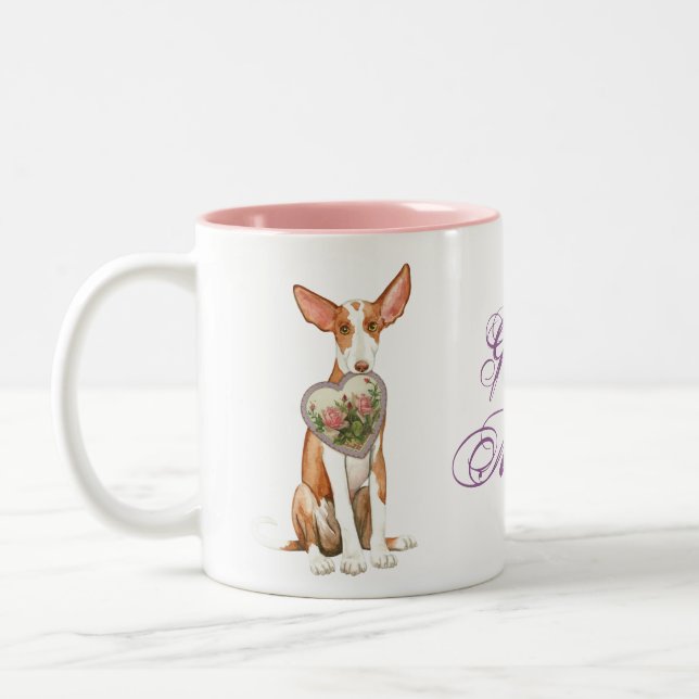 Ibizan Hound Heart Mama Zweifarbige Tasse (Links)