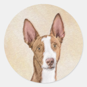 Ibizan Hound Malerei - Niedliche Original Hunde Ku Runder Aufkleber
