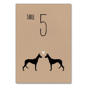 Ibizan Hound Silhouetten Hochzeitstisch Tischnummer