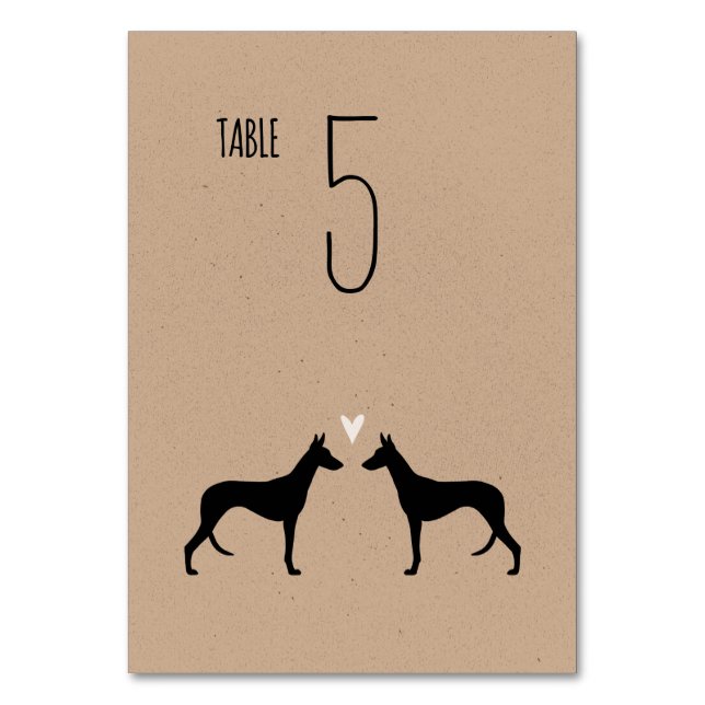 Ibizan Hound Silhouetten Hochzeitstisch Tischnummer (Vorderseite)