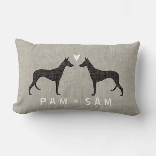 Ibizan Hound Silhouetten Liebe Lendenkissen (Vorderseite)