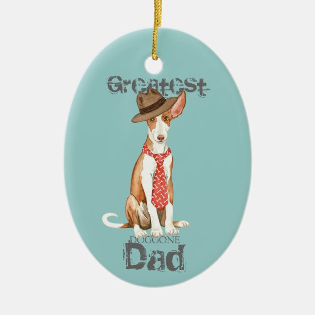 Ibizan Hound Vater Keramik Ornament Obelisk (Vorne)