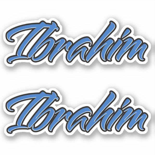 Ibrahim Name blue Aufkleber Sticker Stickerset (Vorderseite)