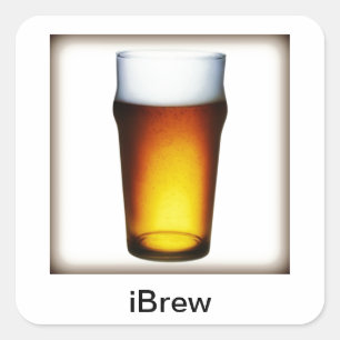 iBrew Ale Glass Quadratischer Aufkleber