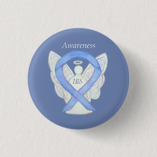IBS Awareness Ribbon Periwinkle Guardian Angel But Button