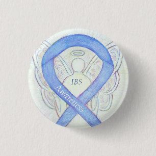 IBS Awareness Ribbon Periwinkle Guardian Angel But Button