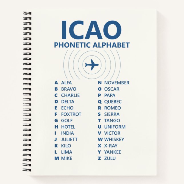 ICAO Spelling Alphabet – Pilot Lined Notebook Notizbuch (Vorderseite)