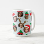 Ice Blue Albern Christmas Hat sechs Foto Collage Kaffeetasse<br><div class="desc">Diese lustige und sehr fröhliche Weihnachtsgeschenk-Tasse wird Freunden und Familie erfreuen, wenn Sie sie mit den Fotos Ihrer Kinder, Familie, Freunde und Haustiere personalisieren, die den ganzen verrückten Charakter in den albernen Weihnachtsliedern und Elfenhütten setzen. Es gibt sogar ein Paar Rentierspender für diese besondere Person in deinem Leben. HOW TO:...</div>