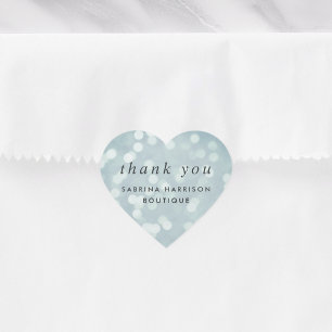 Ice Blue Bokeh   Personalisiertes Geschäftsdanken Herz-Aufkleber