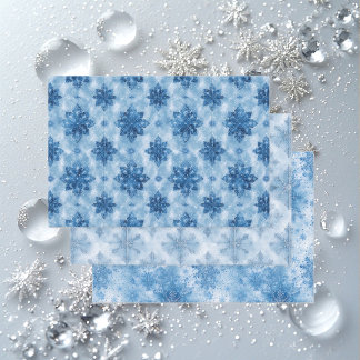 Ice Blue Fairytale Winter Snowflakes Decoupage  Geschenkpapier Set