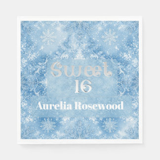 Ice Blue Frost Fairytale Winter Snow Sweet 16 Chic Serviette