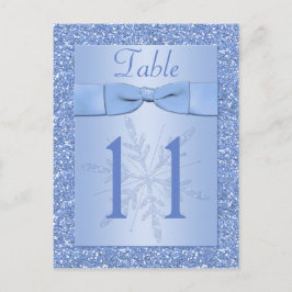 Ice Blue Glittery Snowflakes Tischnummer Card