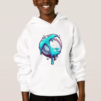 Ice Blue Melting Baseball Drip  Hoodie