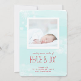 Ice Blue Peace & Joy Foto Feiertagskarte