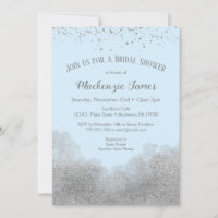 Ice Blue Silver Confetti Bridal Dusche Einladung