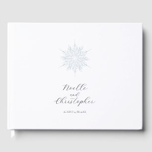 Ice Blue Snowflake Elegante Winterhochzeit Gästebuch