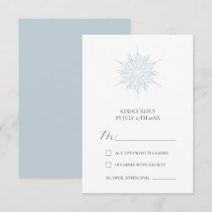Ice Blue Snowflake Elegante Winterhochzeit RSVP Karte
