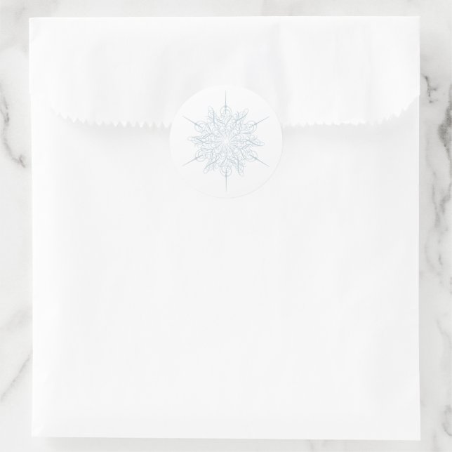 Ice Blue Snowflake Elegante Winterhochzeit Runder Aufkleber (Tasche)