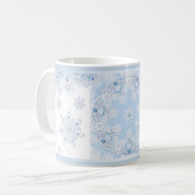 Ice Blue Snowflake Kaffeetasse (Vorderseite Links)