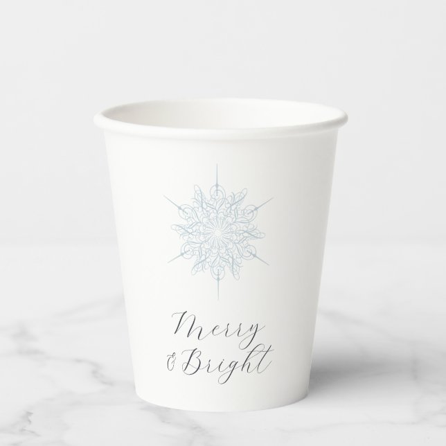 Ice Blue Snowflake Meru Bright Weihnachten Party Pappbecher (Vorderseite)