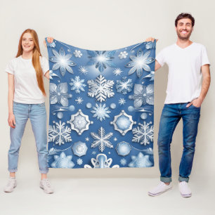 Ice Blue Snowflake Motif Fleecedecke