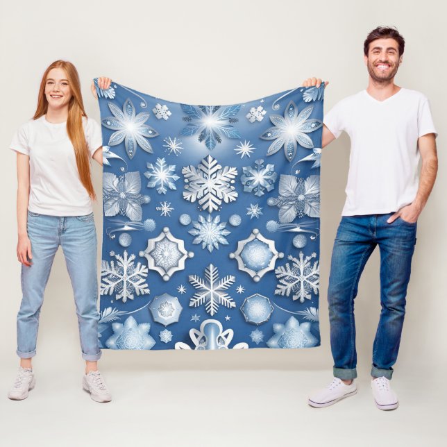 Ice Blue Snowflake Motif Fleecedecke (Beispiel)