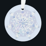 Ice Blue Snowflake Ornament<br><div class="desc">Im Winter fallen diese eisblauen Schneeflocken auf meine imaginäre Welt. Sie haben 7 Zweige,  weiche blaue Töne und Rhinestone,  die innen eingebettet sind. Für alle,  die Pastellblauen und schneebedeckten Urlaub Lieben.</div>