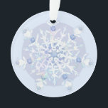Ice Blue Snowflake Ornament<br><div class="desc">Im Winter fallen diese eisblauen Schneeflocken auf meine imaginäre Welt. Sie haben 7 Zweige,  weiche blaue Töne und Rhinestone,  die innen eingebettet sind. Für alle,  die Pastellblauen und schneebedeckten Urlaub Lieben.</div>