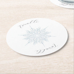Ice Blue Snowflake Twinkle Twinkle Runder Pappuntersetzer