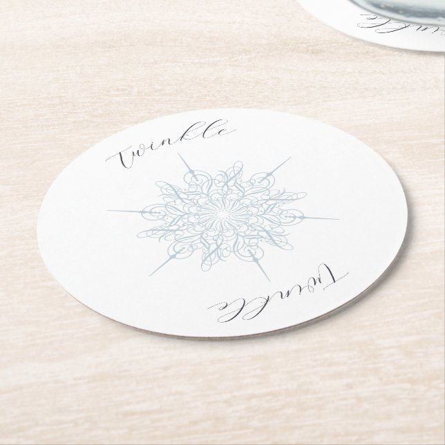 Ice Blue Snowflake Twinkle Twinkle Runder Pappuntersetzer (Angewinkelt)